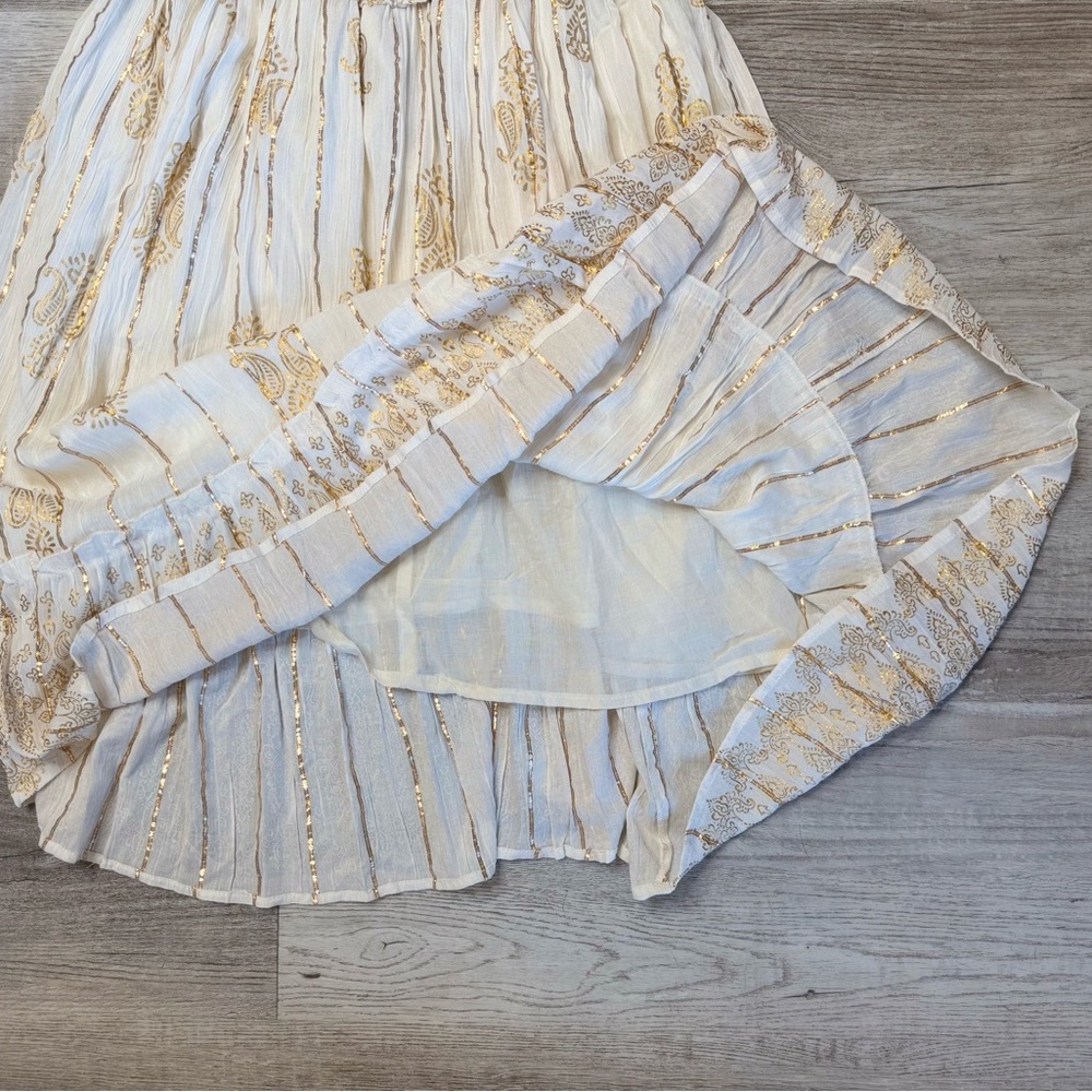 Anthropologie Me 2 Magic Cream and Gold Bohemian Dress Womens Size L NWT - Picture 10 of 12